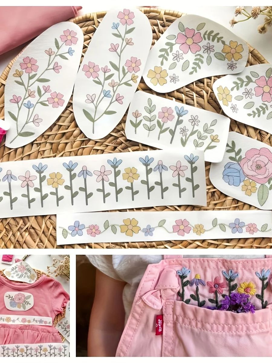 Embroidery Meaning - 1 Satz mit 8 bunten Grafiken,