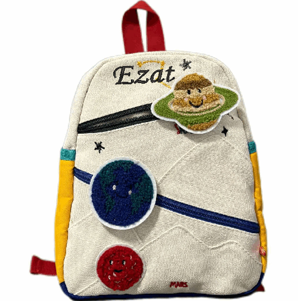 Embroidery Name Designs - Personalisierter Planet-Rucksack, buntes Design, individueller einzigartiger