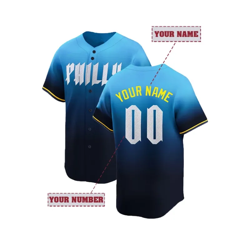 Embroidery Names - Personalisierter Name und Nummer Herren-Baseballtrikot mit