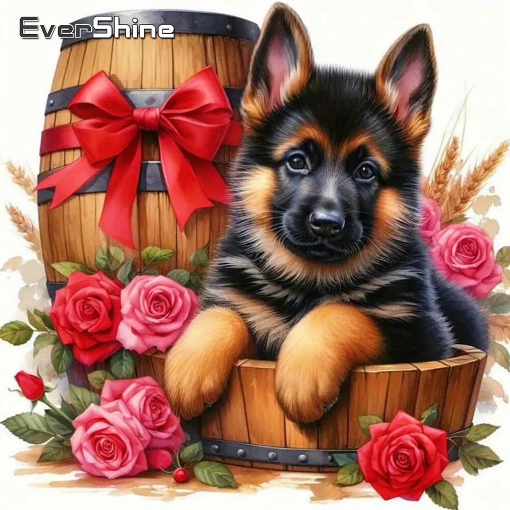 Embroidery Rose Stitch - Evershine Diamantmosaik Hund Tier Kreuzstich Malerei