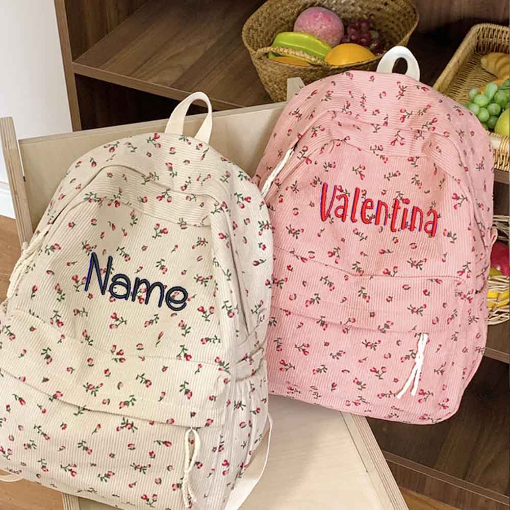 Embroidery Name Designs - Ins Cord bedruckter Rucksack, personalisierter individueller