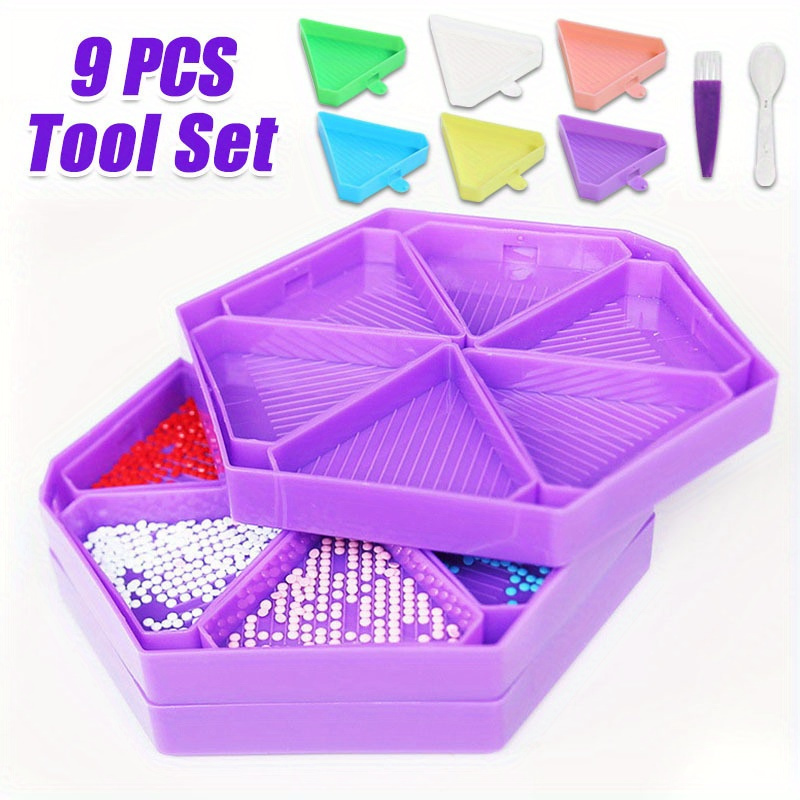 Embroidery Uae - 9-teiliges Neues Diamant-Malerei-Tablett-Set, Multifunktionale Diamant-Malerei-Platte, DIY