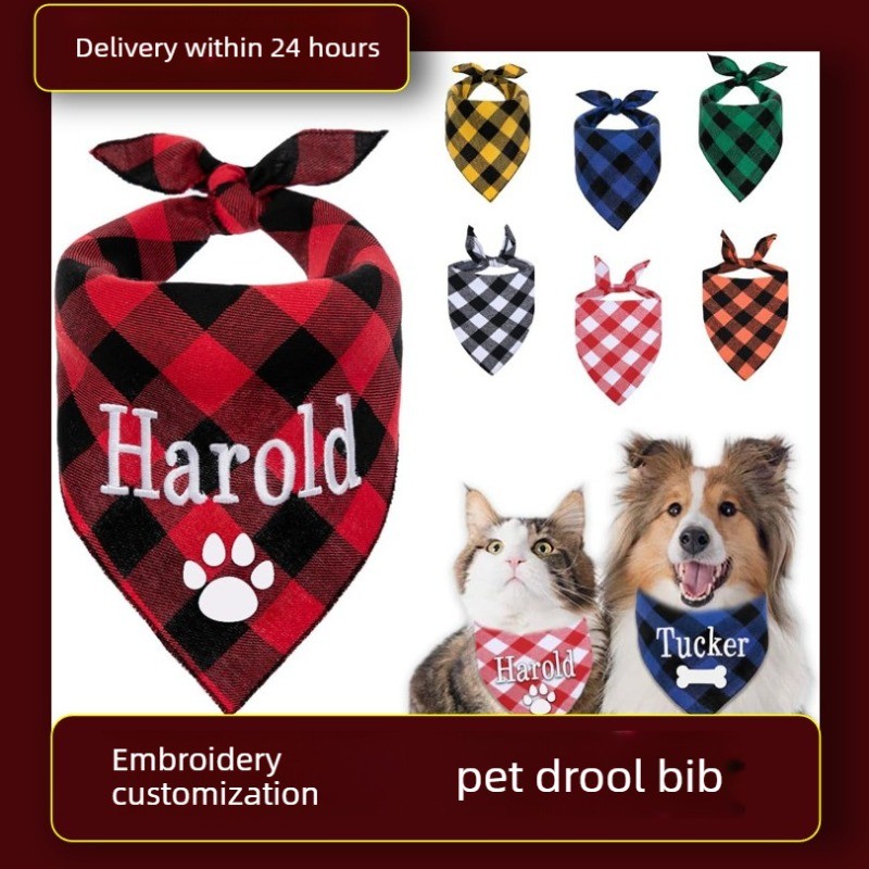 Embroidery Apron - Besticktes Hunde-Bandana mit Namen, personalisiertes Haustier-Halstuch,