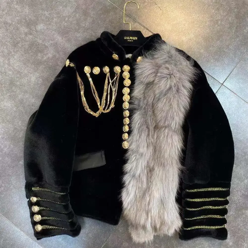 Embroidery Chain Stitch - Frauen stehen Kragen Blumen bestickte Bomber