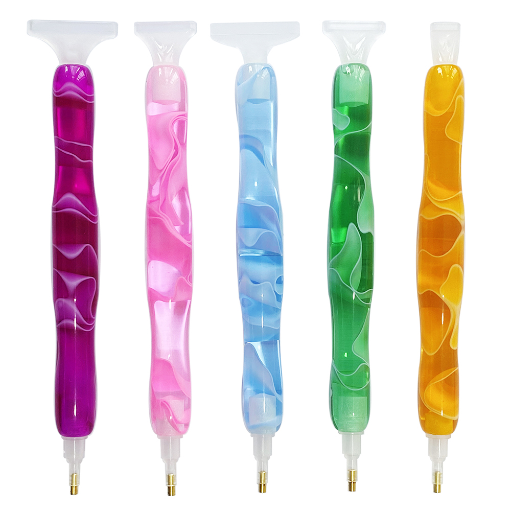 Embroidery Uae - Farbiger Harz-Diamantmalstift mit 5 Ersatzspitzen, Diamantkunst-Stiftset,