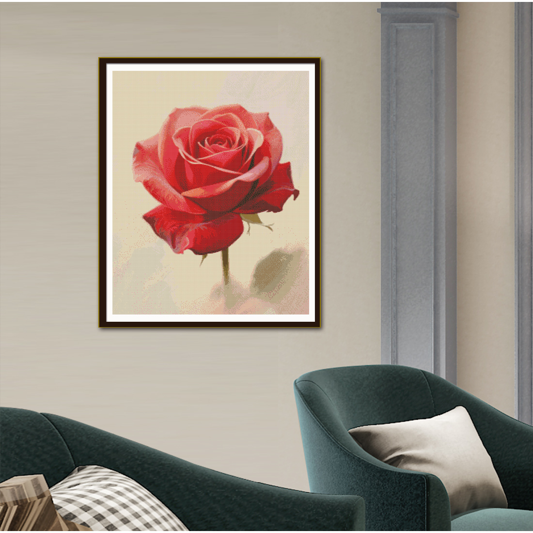 Ein Kreuzstich-Bild mit einem  – Embroidery Rose Stitch Bewertung und Preis