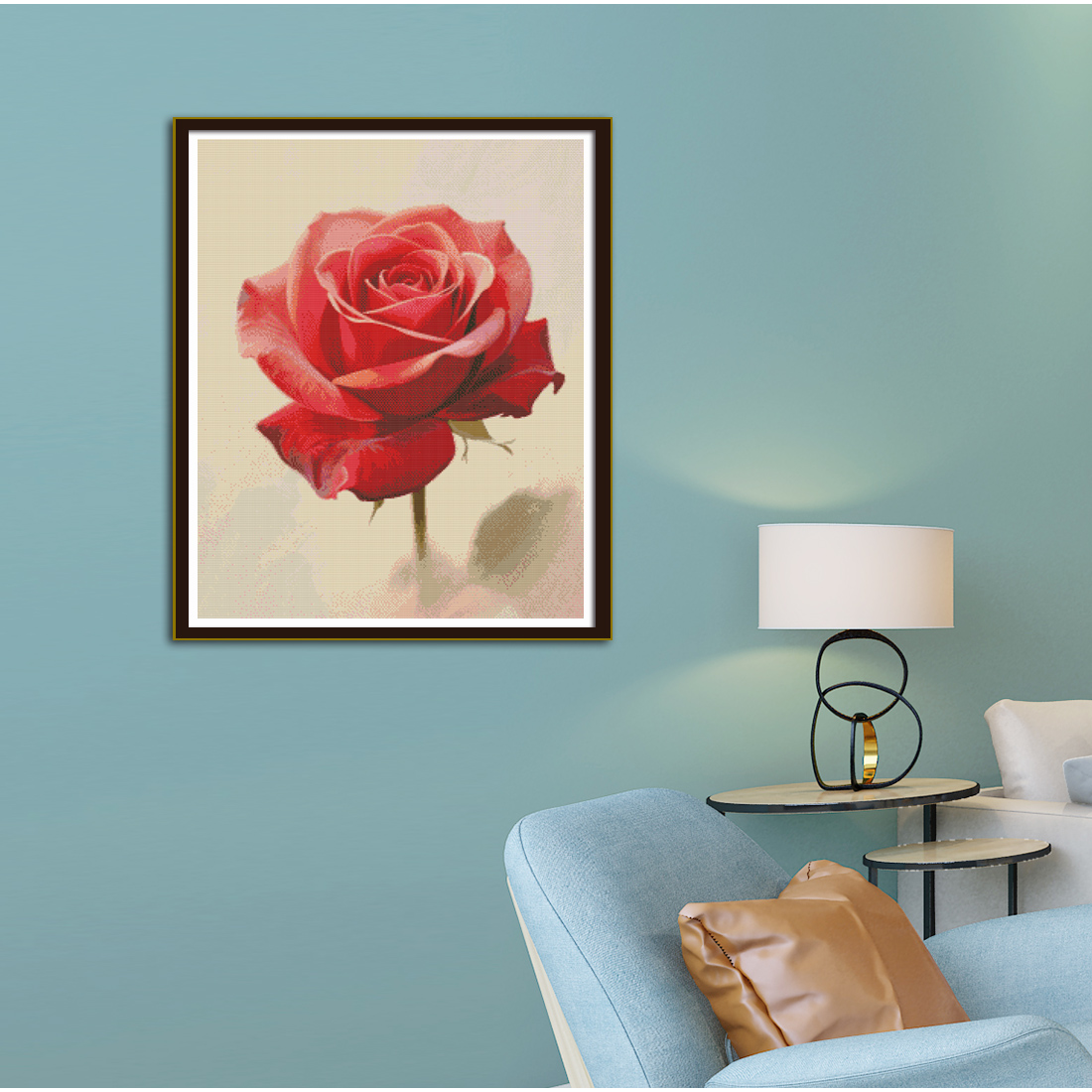 Ein Kreuzstich-Bild mit einem  – Embroidery Rose Stitch Bewertung und Preis
